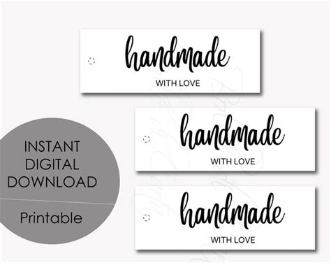 Handmade With Love Printable Tags Labels Gift Tag Favor Tag Tags