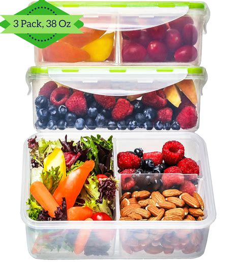 Bento Box 3 Compartment Meal Prep Lunch Box Containers With Lids 3 38