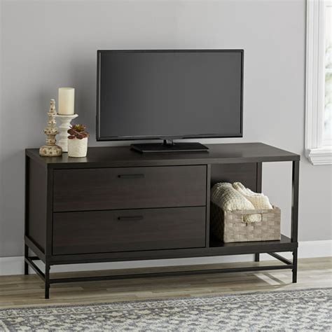 Mainstays Wood And Metal Tv Stand For Tvs Up To 55 Espresso Walmart