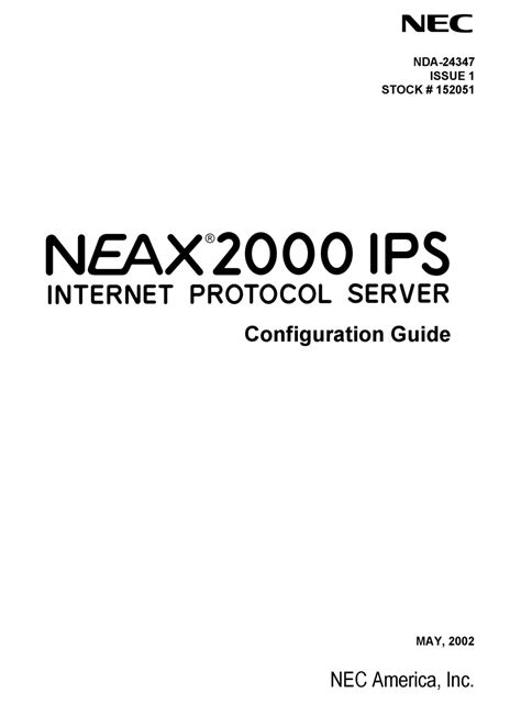 Nec Neax 2000 Ips Configuration Manual Pdf Download Manualslib