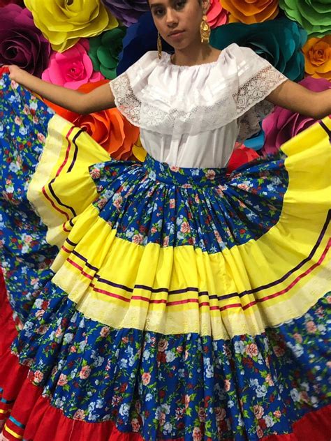 Mexican Flowered Skirt Only Day Of The Dead 5 De Mayo Coco Etsy Traditional Mexican Dress