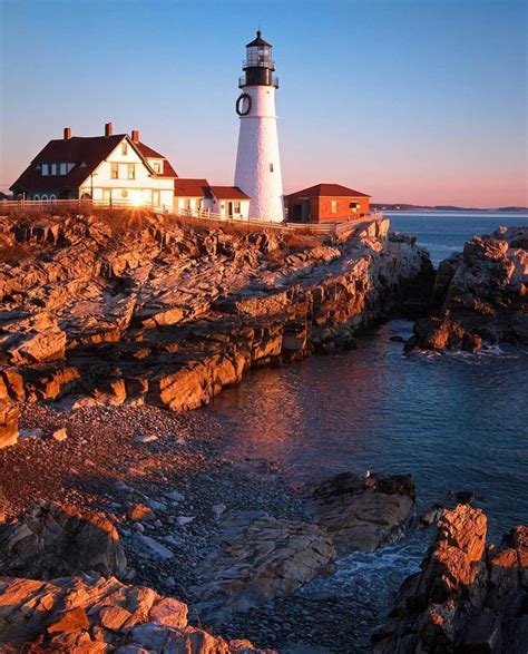 Cape Elizabeth Lighthouse Maine Costa East Coast Usa Maine