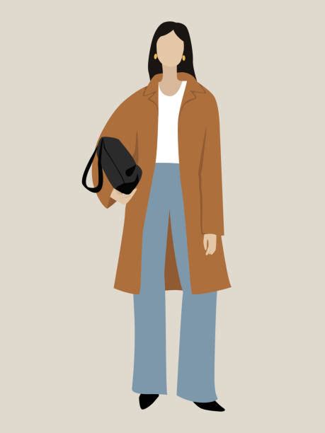 Woman Wearing Trench Coat Illustrations Royalty Free Vector Graphics