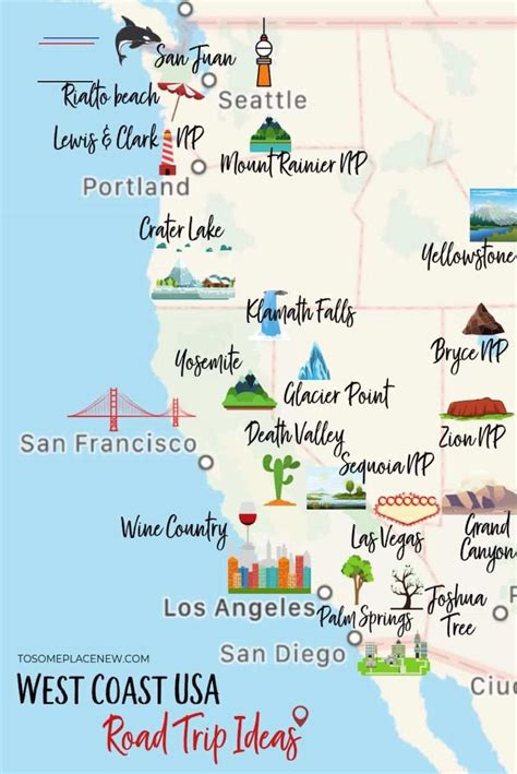 West Coast Usa Attractions Map Images And Photos Finder