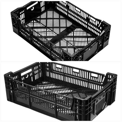 Stackable Black Plastic Nursery Crate Crates Bulb Flowers Stackable