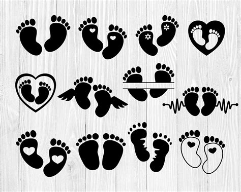 Baby Feet Svg Tiny Feet Svg Clipart Baby Footprint Svg Files Etsy