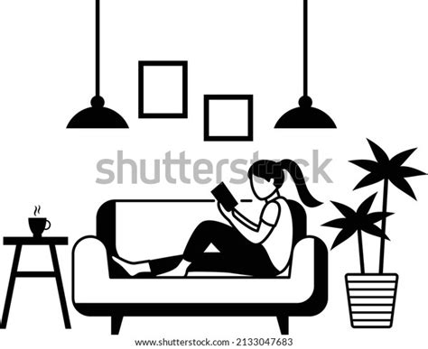 Barefoot Woman Lying Down On Sofa Stock Vector Royalty Free