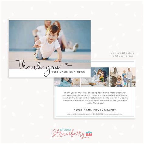 Thank You Note Card Template For Photographers Strawberry Kit