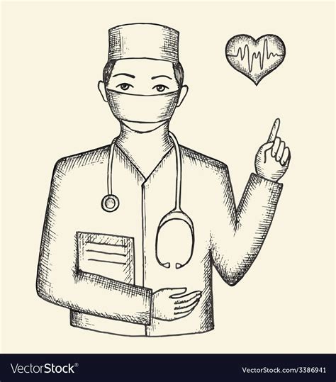 Drawing From The Hands Of The Doctor And Hearts Vector Image On