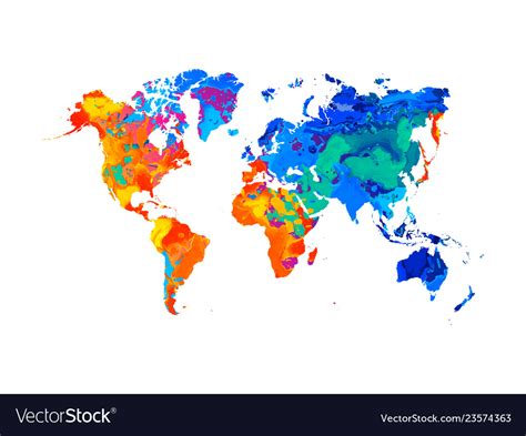 Abstract World Map From Splash Watercolors Vector Image