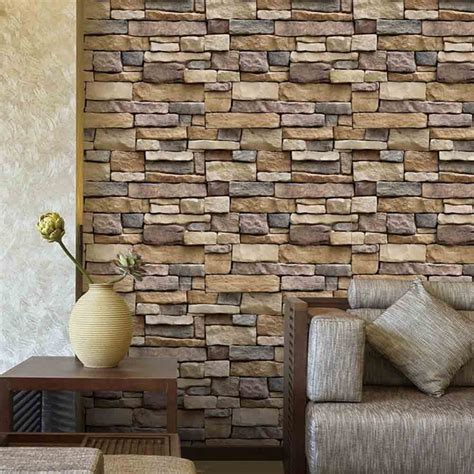 Stone Wallpaper 3d Effect Blocks Yellow Brick Peel And Stick Wallpaper