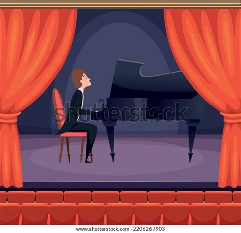 Theatre Pianist Musician Playing Classical Music Stock Vector Royalty