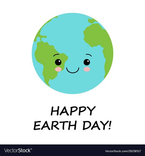 Cute Cartoon Earth Globe Postcard Earth Day Vector Image