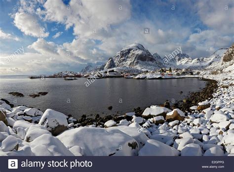 Norway Lofoten Islands Moskenesoya Reine Village In Winter