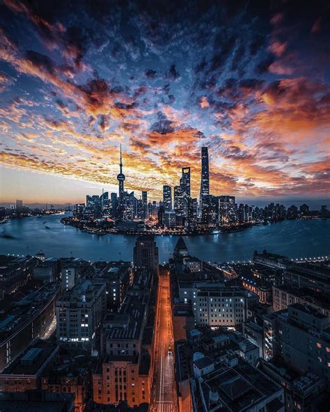 Sunset Skyline 🌃 Shanghai China Photo By Drincool Landscape