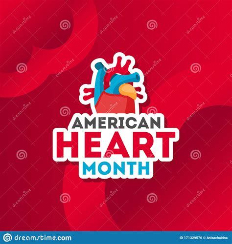 American Heart Month Vector Design For Banner Or Background Stock
