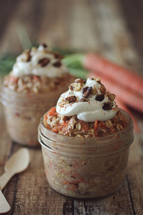 Overnight oats are raw rolled oats that have been soaked overnight with milk with a handful of other ingredients. Carrot Cake Overnight Protein Oatmeal | Dashing Dish