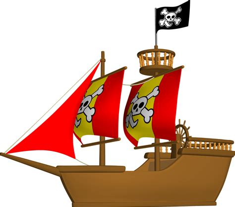 Pirate Ship With Red Sails Transparent PNG StickPNG