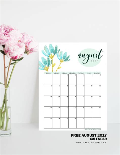 Free Printable August 2017 Calendars 12 Awesome Designs