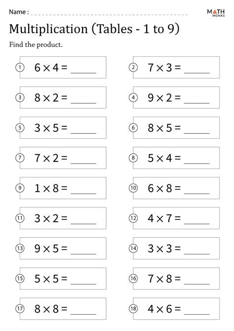 2nd Grade Multiplication Worksheets Math Monks