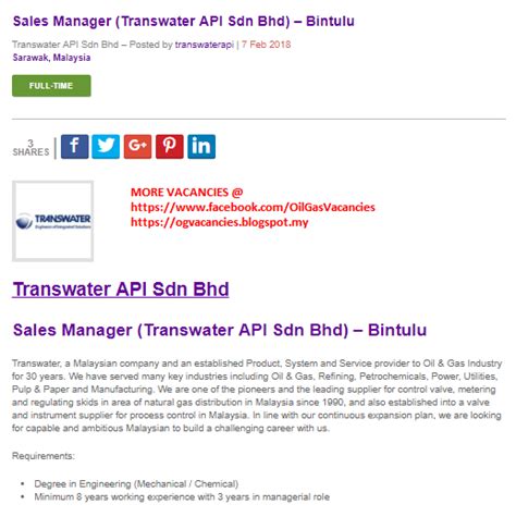 Bintulu lumber development sdn bhd. Oil &Gas Vacancies: Sales Manager (Transwater API Sdn Bhd ...