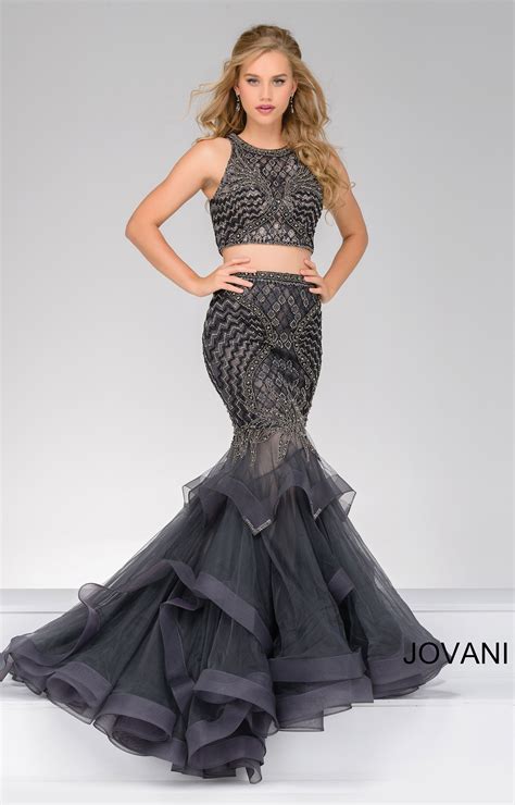 Jovani 46881 Two Piece Phoenix Dress With Layered Skirt