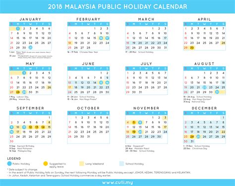 Malaysia 2018 Public Holidays Calendar Cutimy Travel Trips And
