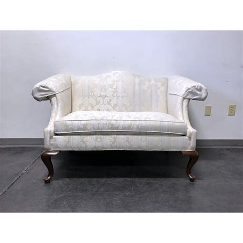 It's amazing how a simple, canvas slipcover can instantly update an old piece of furniture. Drexel Traditional Classics Queen Anne Camel Back Loveseat ...