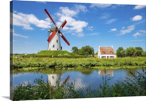 Belgium West Flanders Damme Hoeke Mill Windmill On The Damse Vaart