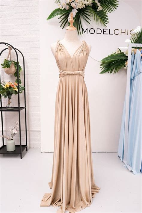 Luxe Satin Ballgown Multiway Infinity Dress In Light Gold Infinity