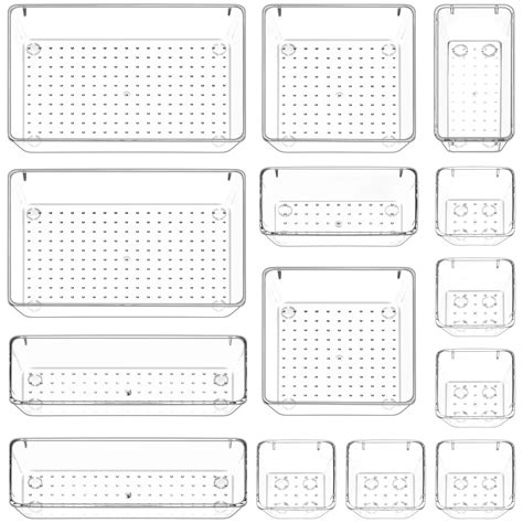 Buy Puricon 14 Pcs Desk Drawer Organizers Trays Set Clear Plastic
