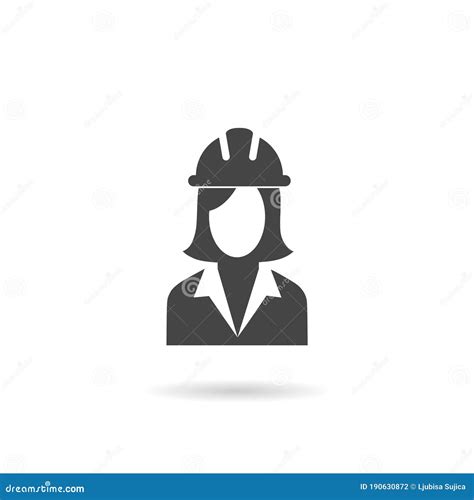 Woman Engineer Construction Icon With Shadow Stock Vector