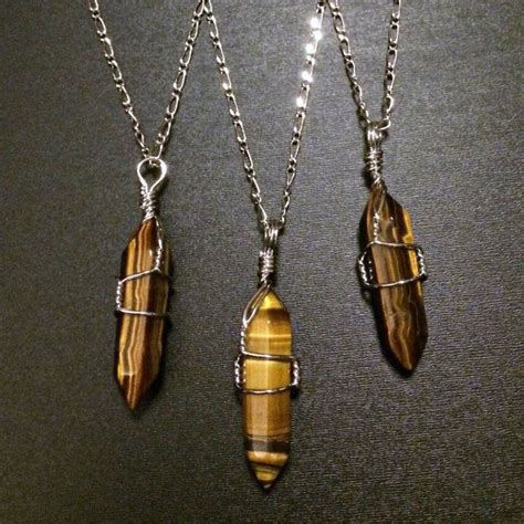 Tigers Eye Necklace Healing Crystal Necklace Crystal Point Etsy