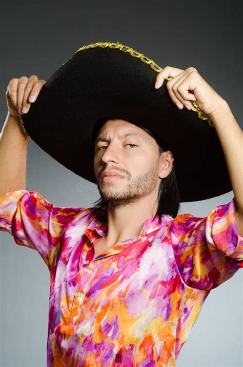 The Young Mexican Man Wearing Sombrero Stock Photo Image Of Moustache
