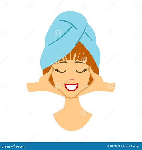 Woman Getting Spa Treatment Face Massage Colorful Cartoon Character Stock Vector