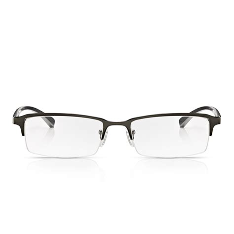 read optics black and gunmetal rectangular half frame reading glasses