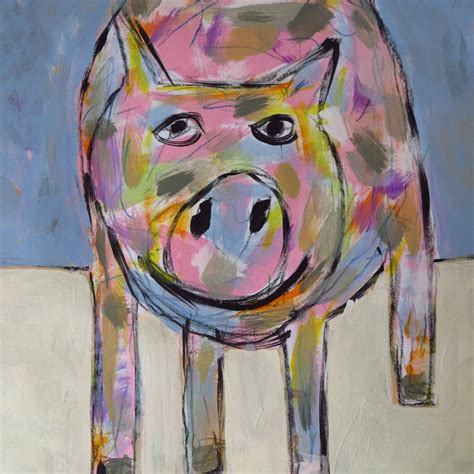Folk Art Pig Painting Child Decor Folk Art Original Etsy