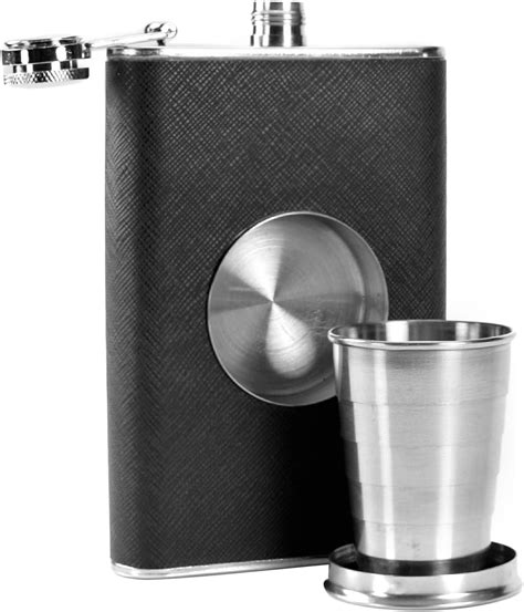 Hip Flasks For Men Hip Flask With Shot Glass Built In Collapsible Cup Flask Alcohol For