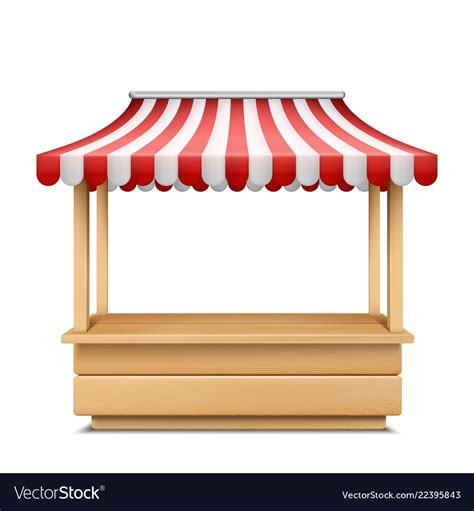 Empty Market Stall With Striped Awning Royalty Free Vector
