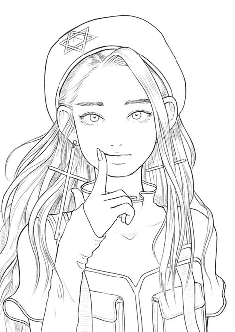Military Girl Coloring Page For Adults Printable Easy Etsy Manga