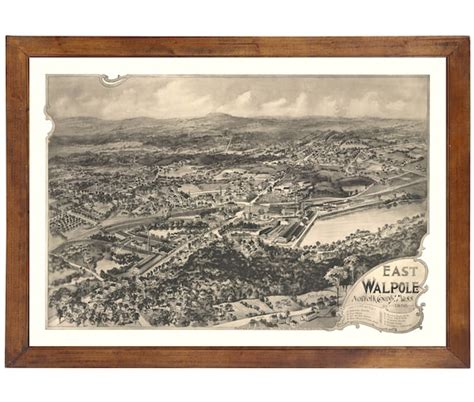 East Walpole Ma 1898 Birds Eye View 24x36 Print From A Etsy