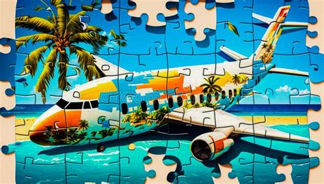 Jigsaw Puzzle With An Airplane On The Beach Generative Ai Stock