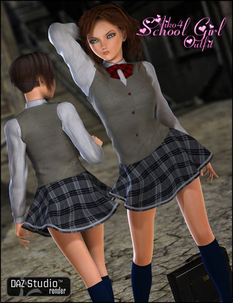 School Girl Uniform For Aiko 4 3d Models And 3d Software By Daz 3d