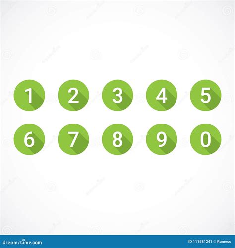 Set Of 0 9 Numbers Set Of Green Number Icons Stock Vector