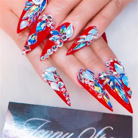 Select from premium cardi b nails of the highest quality. Cardi B Red Jewels, Nail Art, Stones, Studs Nails | Steal ...