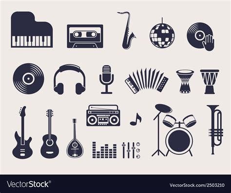 Musical Instruments Icons Set Royalty Free Vector Image