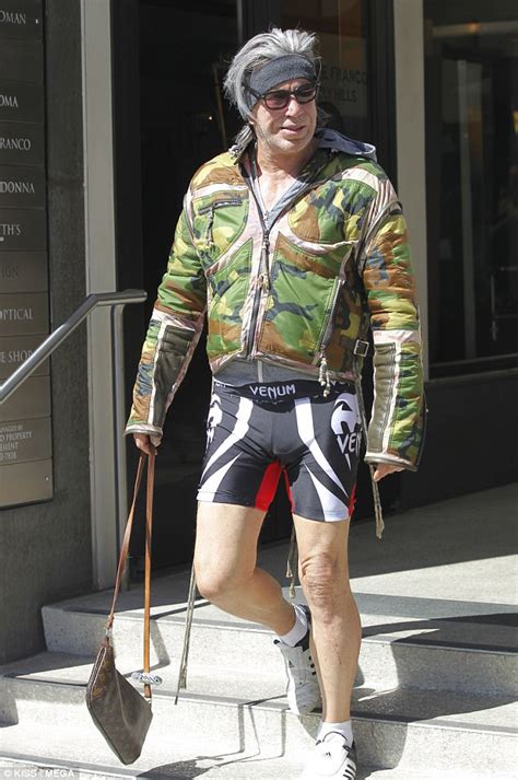 Mickey Rourke Shows Off Bulge In Tight Spandex Shorts Daily Mail Online
