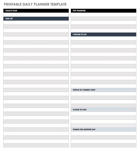 Daily Task Planner Printable Template Free Printable Worksheet