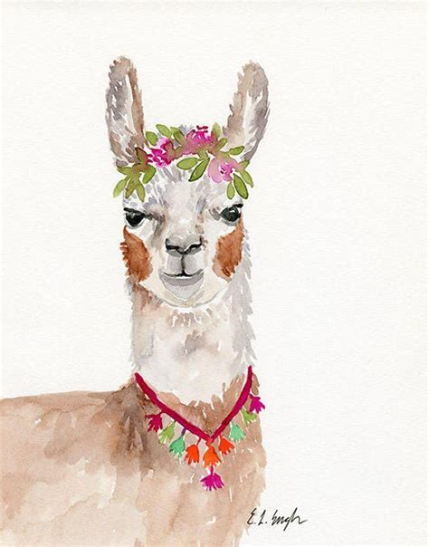 Watercolor Llama Original Watercolor Painting Original Art Llama