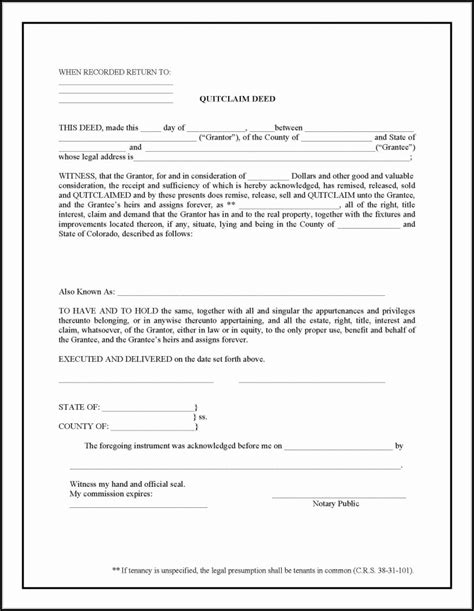 Quit Claim Deed Form Colorado Form Resume Examples Evkyqdbk06